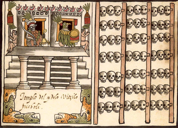 Empalizada de las calaveras. Representación de la antigua capital azteca