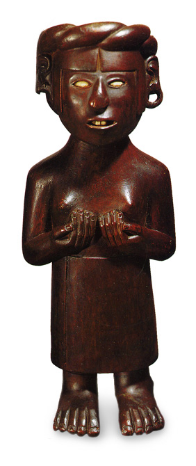 Estatuilla femenina en madera (hallada en el valle de México)