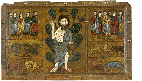 Pintura del Bautista en la iglesia de Gésera (Huesca)