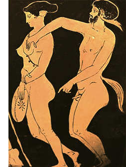 Escena de iniciación dionisiaca femenina - Vaso grecoitálico del s.IV a.C.