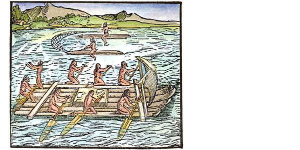 Indios taínos pescando