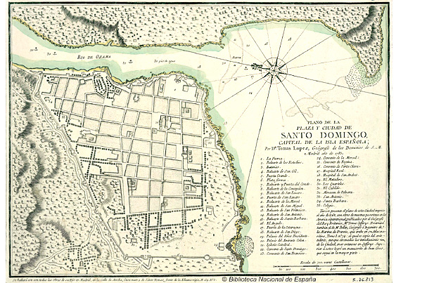 Plano de Santo Domingo, capital de la isla La Española