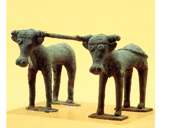 Yunta de bueyes (figurilla prerromana de terracota, siglo III a.C. Tarragona)