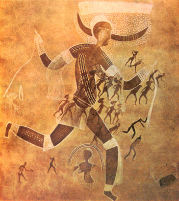 Pintura sahariana del llamado periodo de los pastores (entre el 4.000 y el 2.500 a.C.)