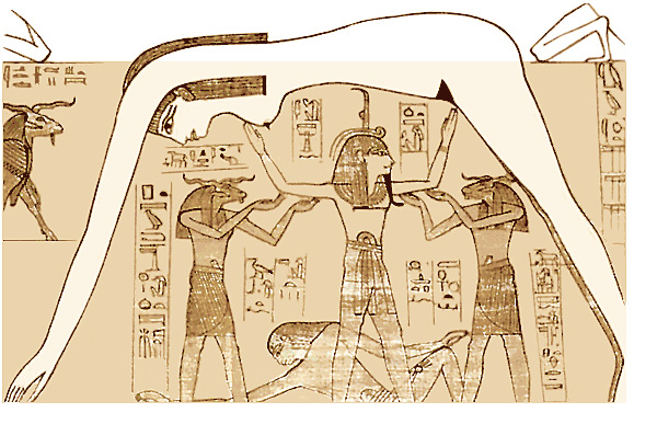 Papiro egipcio con figura de mujer