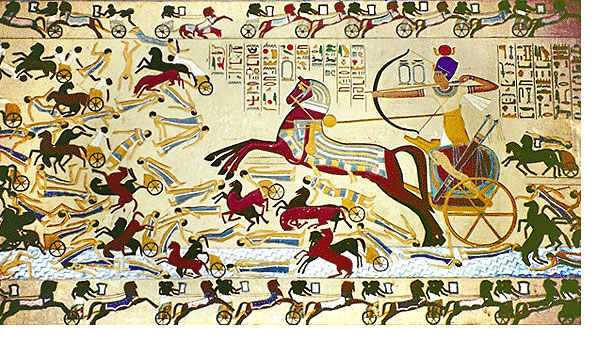 El faraon Ahmose I derrotando a los hicsos