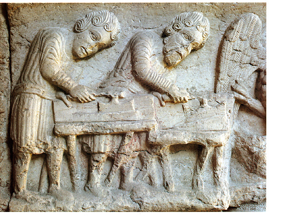 El carpintero y su hijo (bajo relieve medieval)