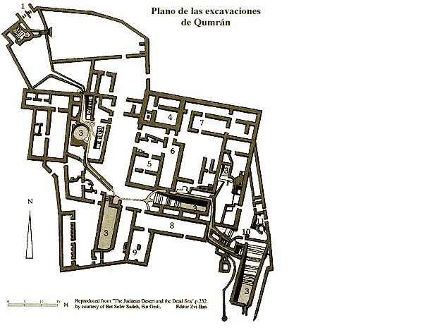 Plano del complejo monástico de Qumrán