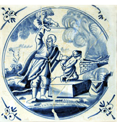 Azulejo holandés con motivo bíblico (siglo XVII)