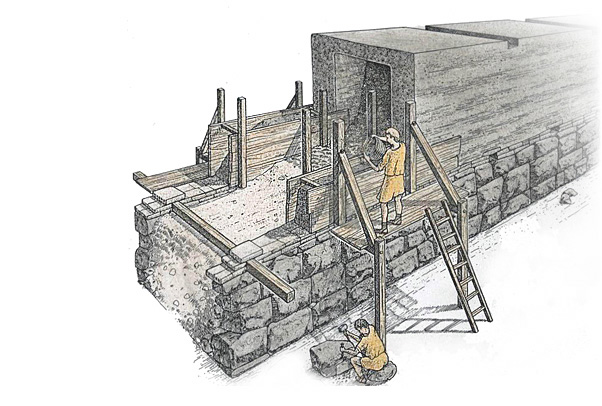 Construcción de una muralla romana