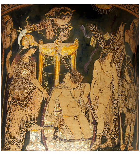 Orestes en Delfos, vaso del pintor Pythón
