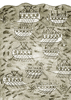 Embarcaciones fenicias (relieve del palacio del rey asirio Senaquerib)