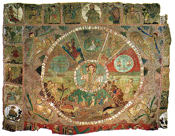 Tapiz de la catedral de Gerona, con representacion de la Creacion del Mundo, siglo XI
