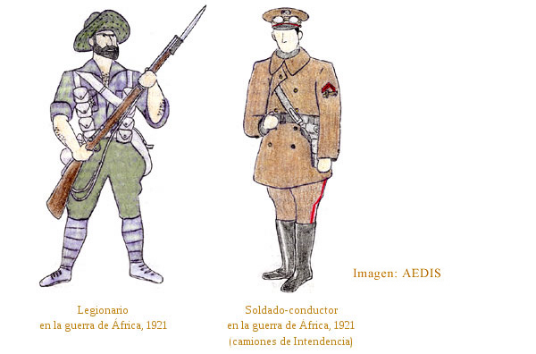 Uniformes del ejército español en Marruecos (dibujo)