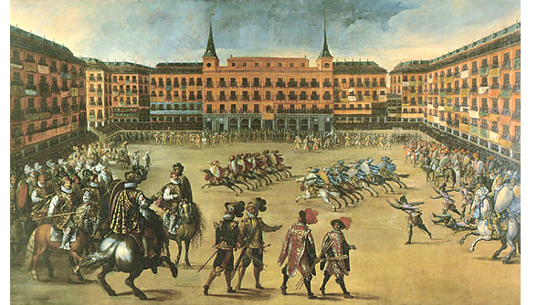 Fiestas de juegos de cañas en la Plaza Mayor de Madrid